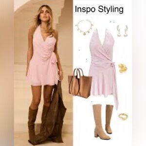 Baby Pink Satin Wrap Cami Romper